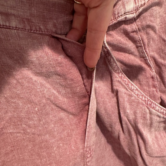 Free People Rose Mauve Distressed Casual Linen Pants Size M - Picture 10 of 14